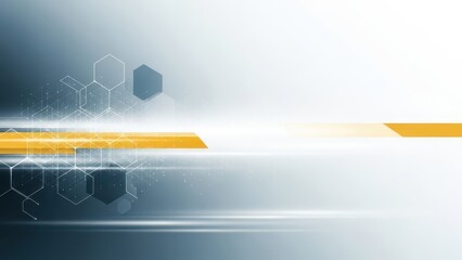 Abstract Technology Background with Hexagons and Light Streaks