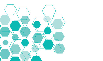 Abstract Hexagon Honeycomb Pattern Background &ndash; Teal Turquoise Gradient Geometric Cluster for Modern Designs, hexagon background, hexagon pattern.