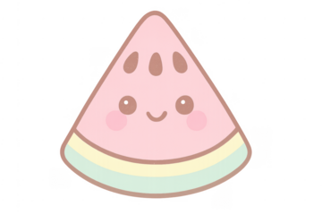 Kawaii pastel pink watermelon slice smiling face