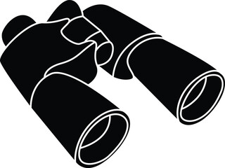 Black Silhouette Binoculars Icon for Web and Mobile App Interface, Simple Field Glasses Vector
