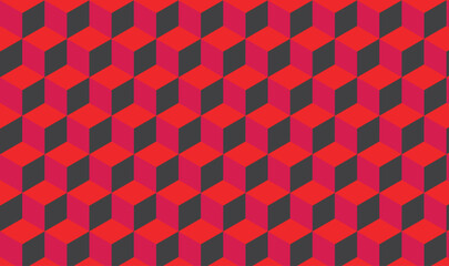 Seamless Isometric Cube Pattern Background &ndash; Bold Red Pink Black Geometric 3D Illusion Texture, minimal geometric block cube isometric mosaic texture background. 
 