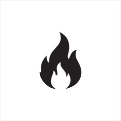 black Fire icon collection. Fire flame symbol. Bonfire silhouette logotype isolated on white background.