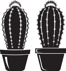Cactus silhouette prickly plant growing in pot