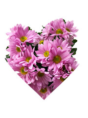 heart shaped pink purple daisies bouquet png cutout real  flowers