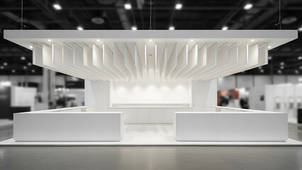 Modern White Exhibition Booth Design at Trade Show.