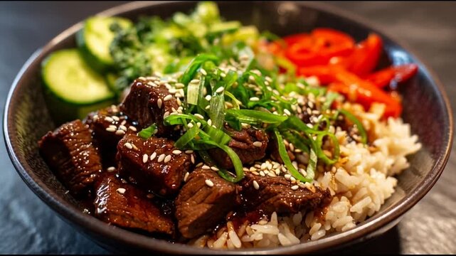 Honey Garlic Beef Rice Bowl
