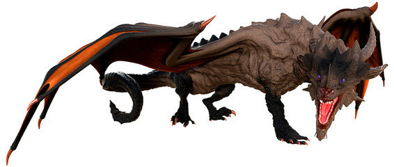 3D Rendering Fairy Tale Dragon on White