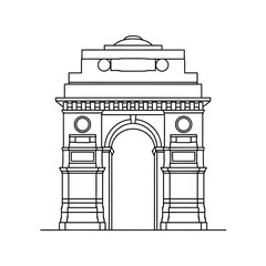 Architectural drawing of a classic gate or archway with ornate details