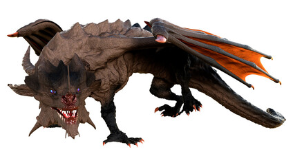 3D Rendering Fairy Tale Dragon on White