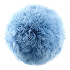 Soft blue fur ball isolated on white background