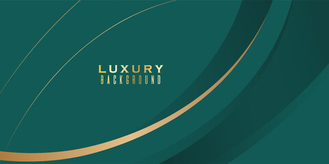Luxurious design with a rich emerald green background and elegant golden wavy accents. emerald with gold luxry premium baground . bussines, banner