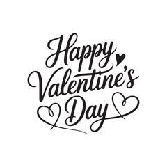 Happy Valentine&rsquo;s Day Hand Lettering Typography Black and White Vector