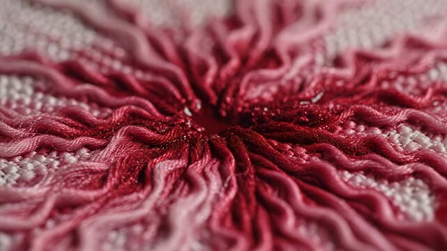 Closeup of red thread embroidery