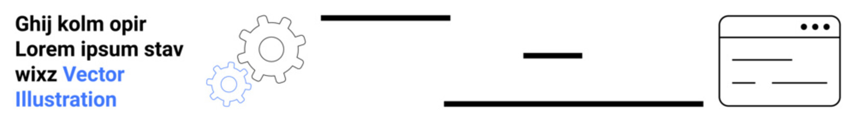 Workflow planning, automation systems, process simplification, web tools, technology integration, cooperation. Connected gears and browser icon. Workflow planning and automation systems concept