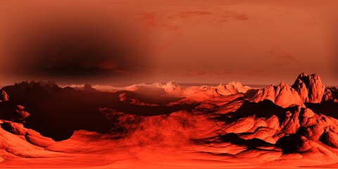 Martian landscape. HDRI . equidistant projection. Spherical panorama. panorama 360. environment map, 3d rendering © ustas