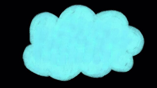 Hand Drawn Cloud Animation with Transparent Background. Sketchy animated cloud doodle with playful hand drawn style for video overlays, motion graphics, and creative projects.