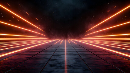 Futuristic neon lights create vibrant atmosphere in digital landscape
