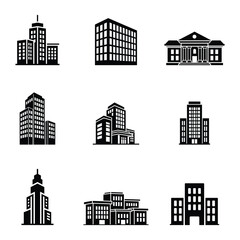 Obraz premium Building collection with office and classical architecture styles