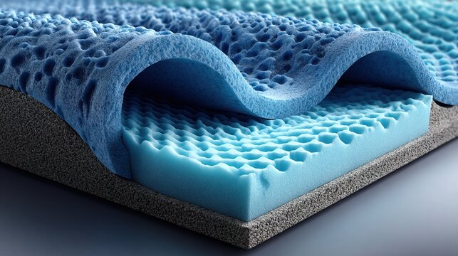 Detailed Textured Blue Foam Material Surface and Layered Structure Detail