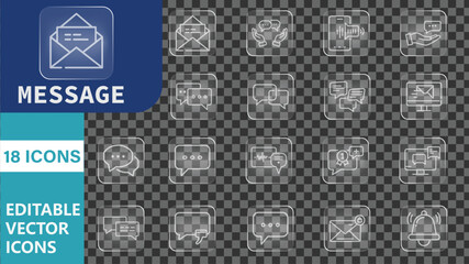glassmorphism Message Icons Set