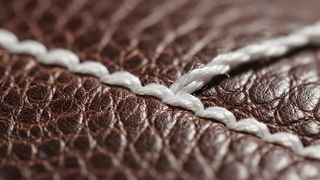 Leather stitching with needle