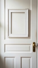 White wooden door with brass handle.