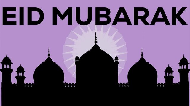 Eid Mubarak Silhouette Art of Mosque Minaret and Mandana Art Pattern Spinning Greatest Muslim Festival Celebration and Eid Greetings