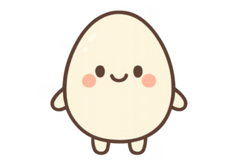 Cute cartoon egg character smiling happy with blush