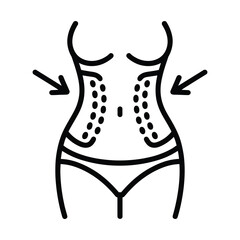 Woman's torso with love handles and body contouring concept