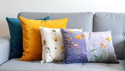 Comfortable Sofa with Decorative Throw Pillows.