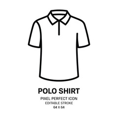 Modern polo shirt icon in sleek black line art style