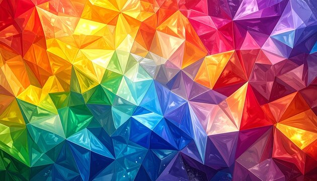 Prismatic Mosaic: A mesmerizing display of colorful crystalline forms creating a radiant, abstract composition that celebrates the spectrum.
