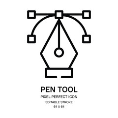 Editable vector pen tool icon for digital design and editing