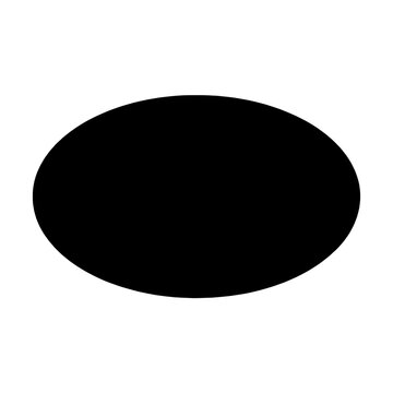 Simple solid black oval shape isolated on white background for graphic design and framing