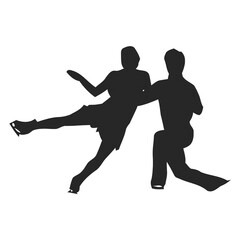 Silhouette of a figure skating couple performing a professional ice dance routine, winter sports and athletic grace concept