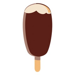 Chocolate Dipped Vanilla Ice Cream Bar on a Wooden Stick Illustration