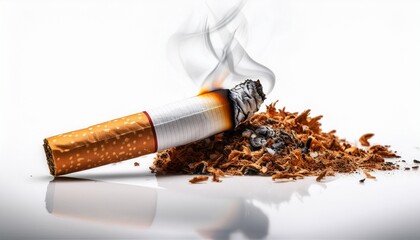 cigarette burns on white background