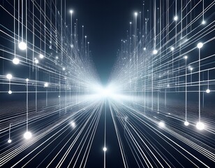 abstract network of luminous white lines intersecting against a deep grey backdrop evoking digital connectivity