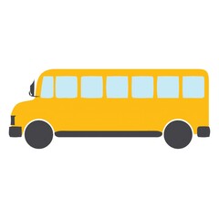 Yellow School Bus Illustration Flat Vector Graphic for Education, Travel, and Transportation Themes