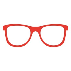 Bold Red Eyeglasses Frame Silhouette Icon on Isolated White Background