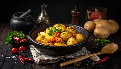 Delicious Indian Potato Curry with Fresh Ingredients.