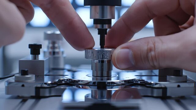 Hands operating precision mechanical equipment