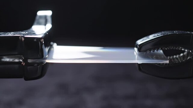 Closeup of a material being stretched