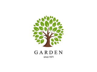 Modern Green Tree Garden Logo with Natural Eco Concept