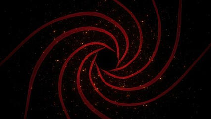 Red spiral tunnel with glowing orange particles on black background