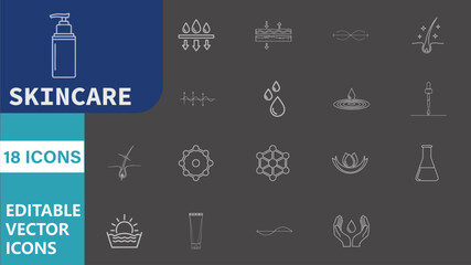 Skincare Icons Set, Beauty Products Vector Symbols, Cosmetic Design Elements