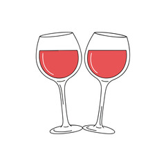 Two wine glasses forming a heart shape