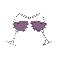 Two wine glasses forming a heart shape