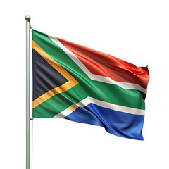 south africa flag isolated on white background, PNG. AI Generated