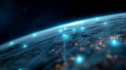 Visualize Earth from space showcasing glowing connections and illuminated cities reflecting a connected world - Powered by Adobe